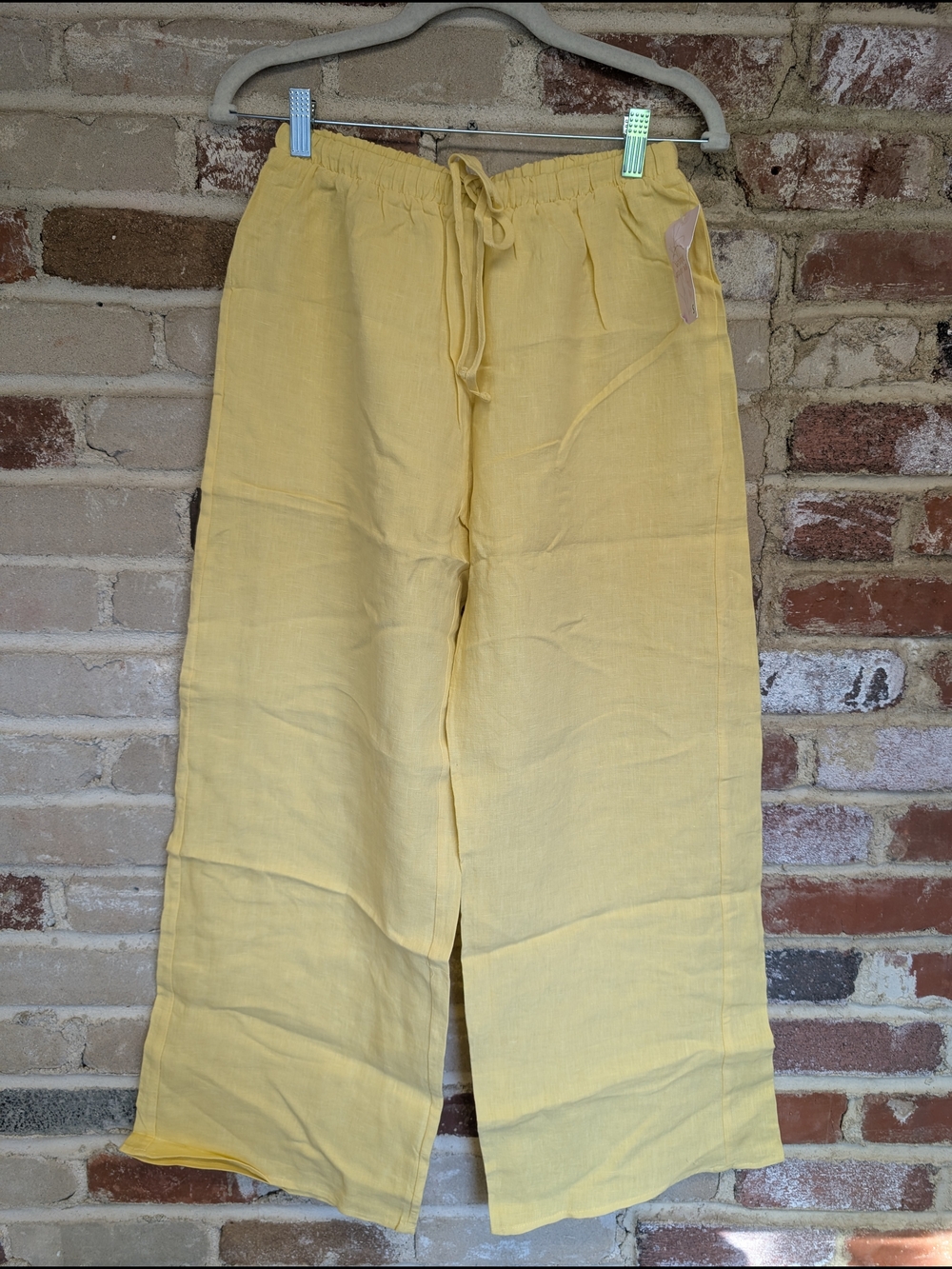 Light Yellow Straight Leg Linen Pants - Women's